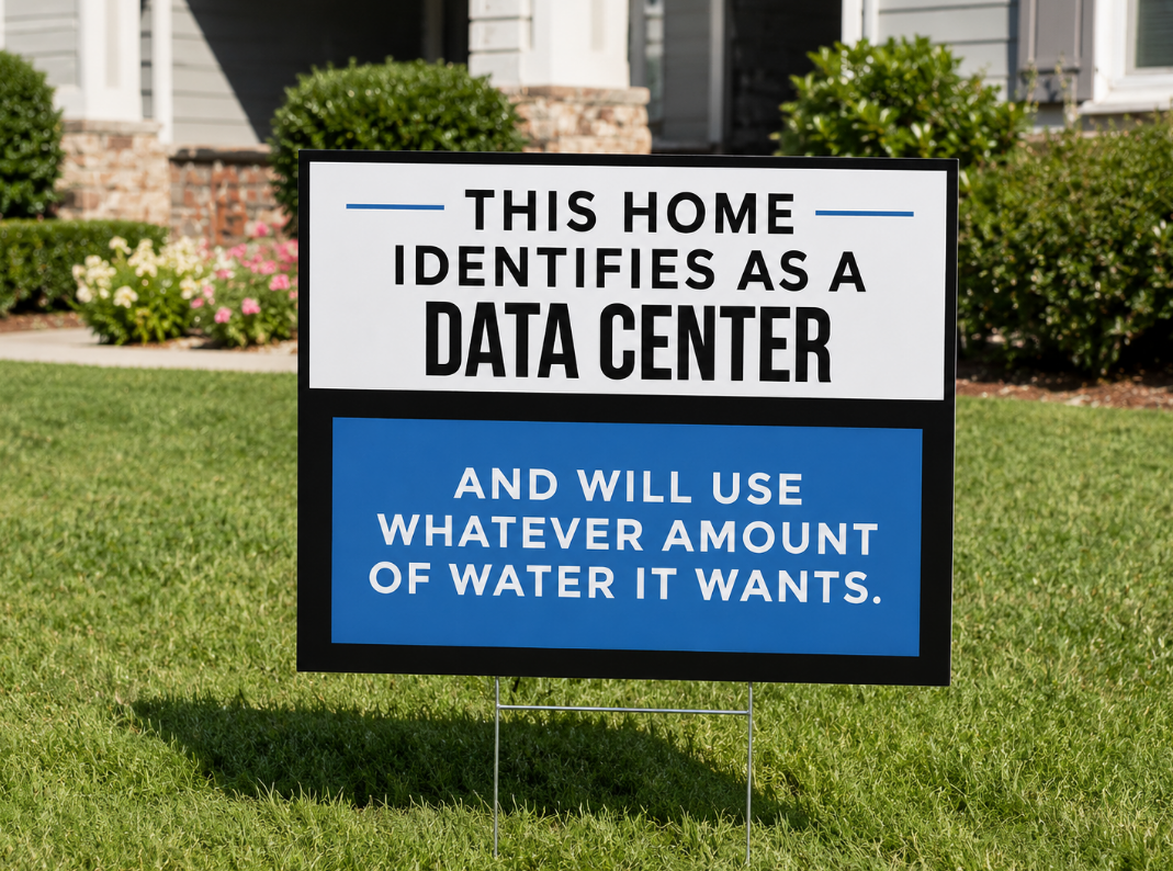 This Home Identifies As a Data Center Sign